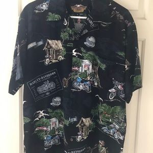 HARLEY DAVIDSON HAWAIIAN SHIRT BUTTON DOWN-Mens Sm
